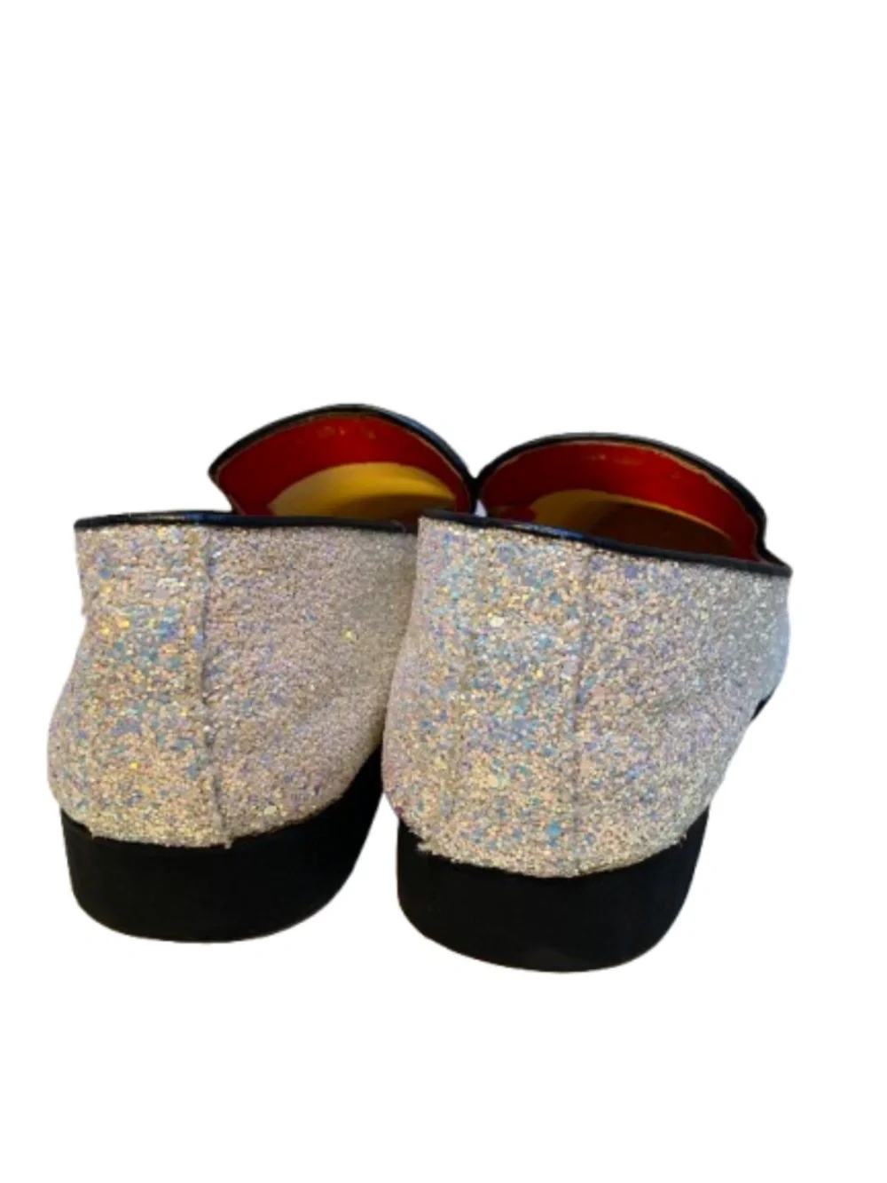 Men's White Iridescent Glitter Loafers Dress Shoes